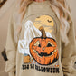 Parchment Spooky Pumpkin Graphic Crewneck Halloween Sweatshirt