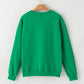 Green LUCKY Aphabet Chenille Embroidered Pullover Sweatshirt