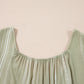 Laurel Green Stripes Ruffled Sleeve Shirred Round Neck Loose Fit Tank Top