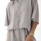 Gray Solid Color Loose Tee 2 Piece Shorts Set