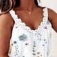 Floral Print Contrast Lace Sleeveless Top
