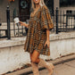 Brown Plaid Pattern Empire Waist Babydoll Dress