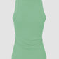 Rhinestone Contrast Sequin Keyhole Neck Sleeveless Slim Fit Elasticity Ribbed Top Elegant Tank