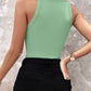 Rhinestone Contrast Sequin Keyhole Neck Sleeveless Slim Fit Elasticity Ribbed Top Elegant Tank