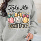 Gray Disco Ball Bowknot Pumpkin Graphic Crewneck Sweatshirt