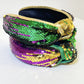 Gold Mardi Gras Sequined Bow Knot Wide Headband