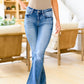 Sky Blue Slight Distressed Medium Wash Flare Jeans