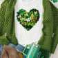 White Clover Heart Printed St Patricks Day T Shirt