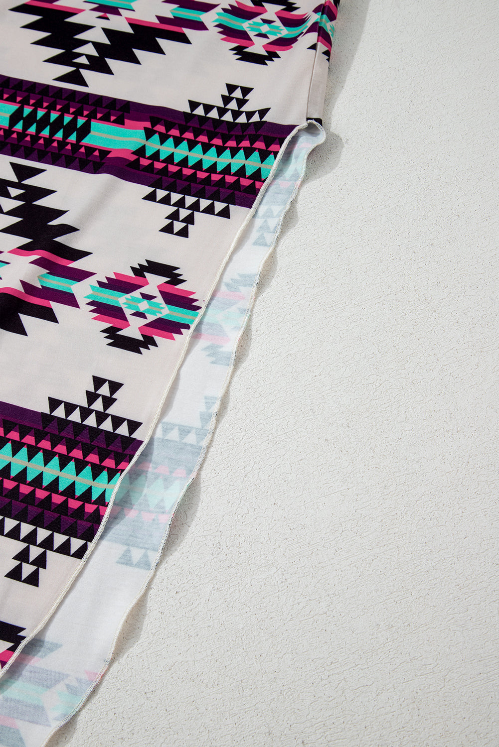 Beige Western Aztec Printed Long T-shirt Dress