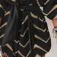 Bronzing Chevron Print Tied Detail Shirt Dress