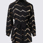 Bronzing Chevron Print Tied Detail Shirt Dress