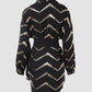 Bronzing Chevron Print Tied Detail Shirt Dress