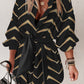 Bronzing Chevron Print Tied Detail Shirt Dress