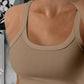 Scoop Neck Spaghetti Strap Ribbed Top Casual Sleeveless Slim Fit Tank