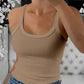 Scoop Neck Spaghetti Strap Ribbed Top Casual Sleeveless Slim Fit Tank