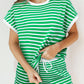 Dark Green Striped Cap Sleeve Tee and Shorts Set