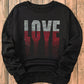 Black Rhinestone LOVE Graphic Crewneck Valentines Sweatshirt