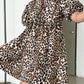 Multicolour Leopard Tie Front Puff Sleeve Short Flared Dress