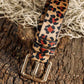 Camel Western Leopard Print PU Leather Wide Waist Belt