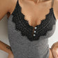 Contrast Eyelash Lace Patch Cami Bodysuit