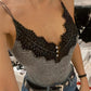 Contrast Eyelash Lace Patch Cami Bodysuit