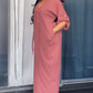 Plain Stand Collar Button Front Maxi Dress Casual Tied Detail Slit Dress