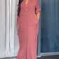 Plain Stand Collar Button Front Maxi Dress Casual Tied Detail Slit Dress