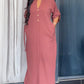 Plain Stand Collar Button Front Maxi Dress Casual Tied Detail Slit Dress