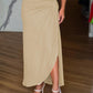 Sleeveless Side Slit Ruched Maxi Dress