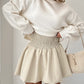 Strechy High Waist Ruched Skirt Casual Puffy Mini Skirt