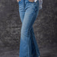 Sky Blue Slight Distressed Medium Wash Flare Jeans