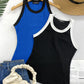 Contrast Binding Tank Tops Summer Sleeveless Basic Cami Top Shirt Slim Knit Ribbed Racerback Blouses