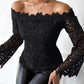 Contrast Lace Bell Sleeve Off Shoulder Top