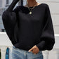 Lantern Batwing Sleeve Oversized Ribbed Knit Sweater