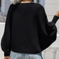 Lantern Batwing Sleeve Oversized Ribbed Knit Sweater