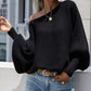 Lantern Batwing Sleeve Oversized Ribbed Knit Sweater