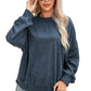 Sky Blue Drop Shoulder Crew Neck Pullover Sweatshirt