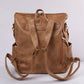 Chestnut Geometric Crochet Strap PU Leather Large Backpack