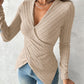 V Neck Overlap Asymmetrical Long Sleeve Top