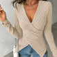 V Neck Overlap Asymmetrical Long Sleeve Top