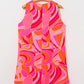 Rose Abstract Floral Print Sleeveless Shift Mini Dress