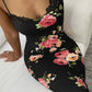 Lace Trim Spaghetti Strap Floral Print Dress