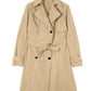 Pale Khaki Solid Color Lapel Collar Waist Tie Wind Coat