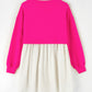 Rose Red Sequin Heart XOXO Graphic Colorblock Patchwork Hem Sweatshirt Dress