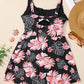 Black Floral Print Twisted Hollowed Back Swim Dress