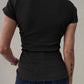Henley V Neck Short Sleeve Tops Casual Button Up Ribbed Knit T Shirt