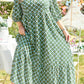 Green Geometric Floral Print Half Sleeve Plus Size Maxi Dress