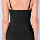 Black Beaded Spaghetti Straps Ruched Overlapped Colorblock One Piece Swimsuit