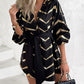 Bronzing Chevron Print Tied Detail Shirt Dress