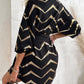 Bronzing Chevron Print Tied Detail Shirt Dress